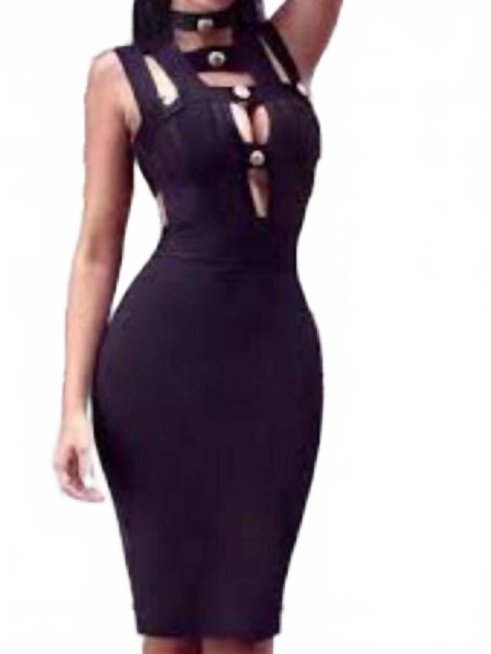 NEW MISS CIRCLE bodycon dress in black